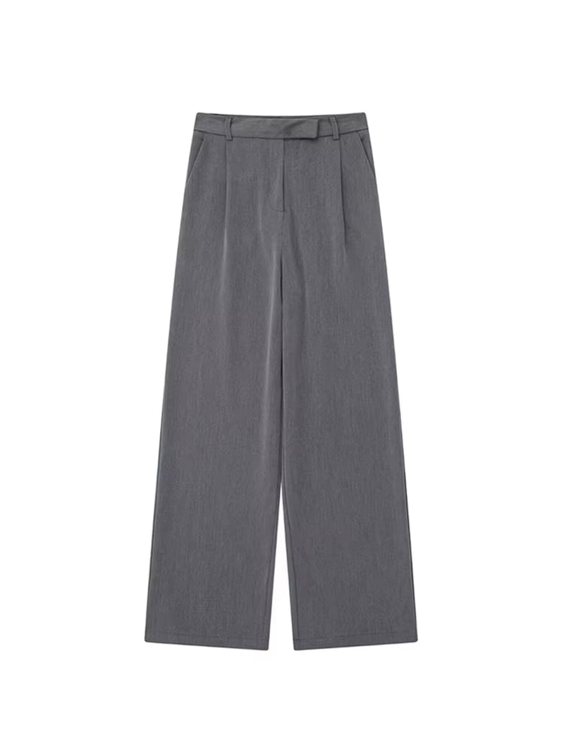 Women Fashion with Darts Front Pockets Wide Leg Pants Vintage High Waist Zipper Fly Female Trousers Mujer