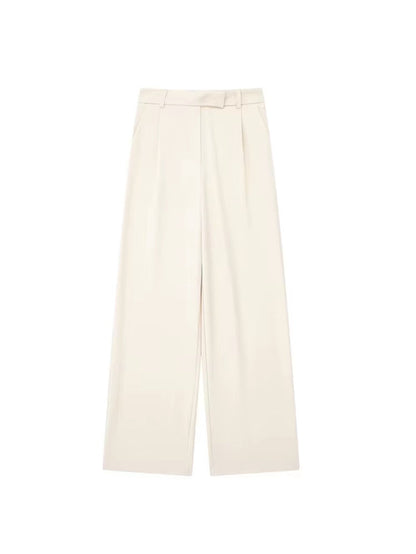Women Fashion with Darts Front Pockets Wide Leg Pants Vintage High Waist Zipper Fly Female Trousers Mujer